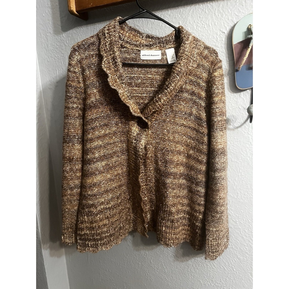 Alfred Dunner 1 Button Cardigan Women's Brown Sweater Size Small